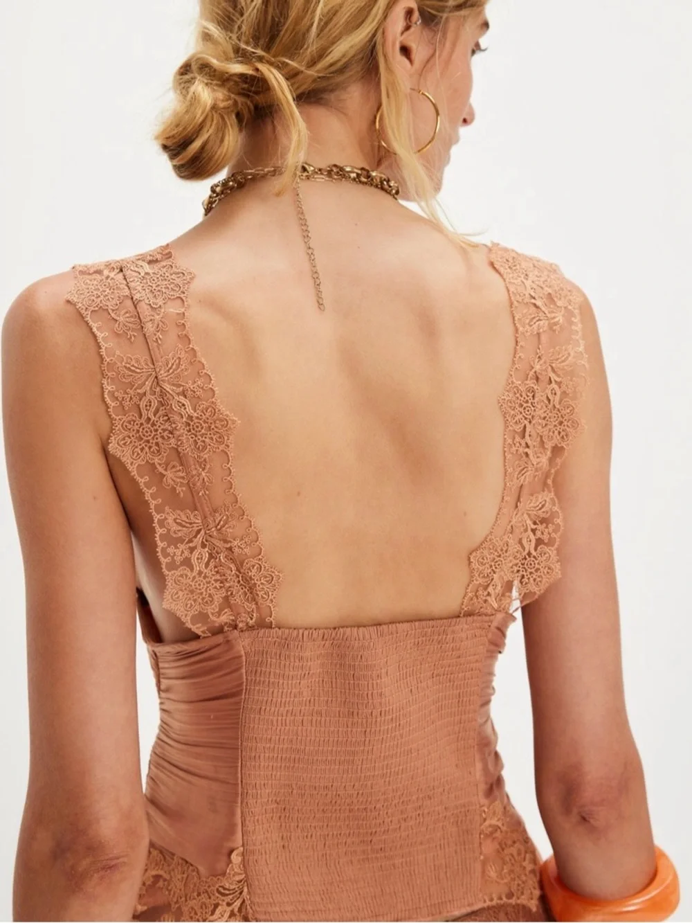 Free People Peach Lace-Trim Camisole - Picture 3 of 4